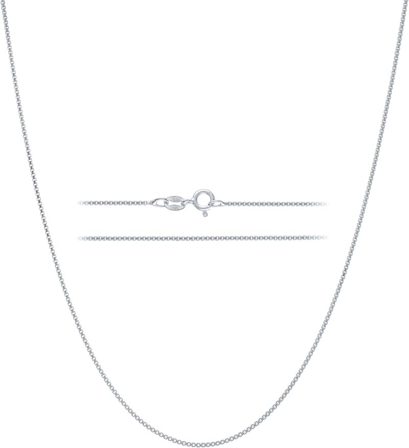 KISPER 925 Solid Sterling Silver 1mm Dainty Thin Box Chain Necklace for Women, Italian Made Tarnish Resistant Waterproof Hypoallergenic, 14 16 18 20 22 24 30 inches - Image 1